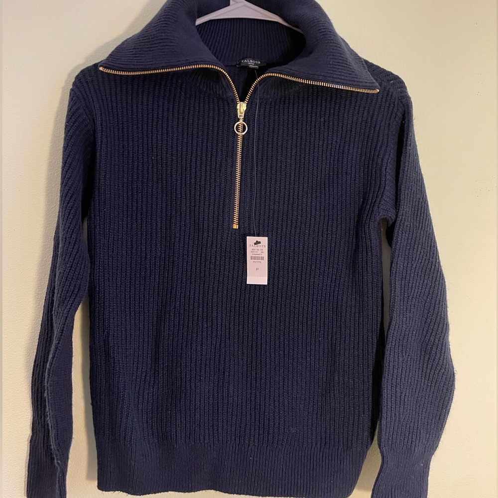 NWT Talbots Petite zip sweater